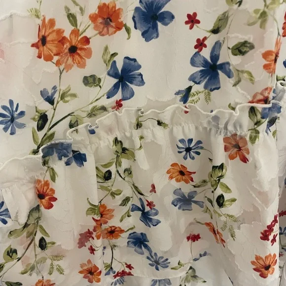 Elle White Floral Dress High Neckline XS - Picture 2 of 4